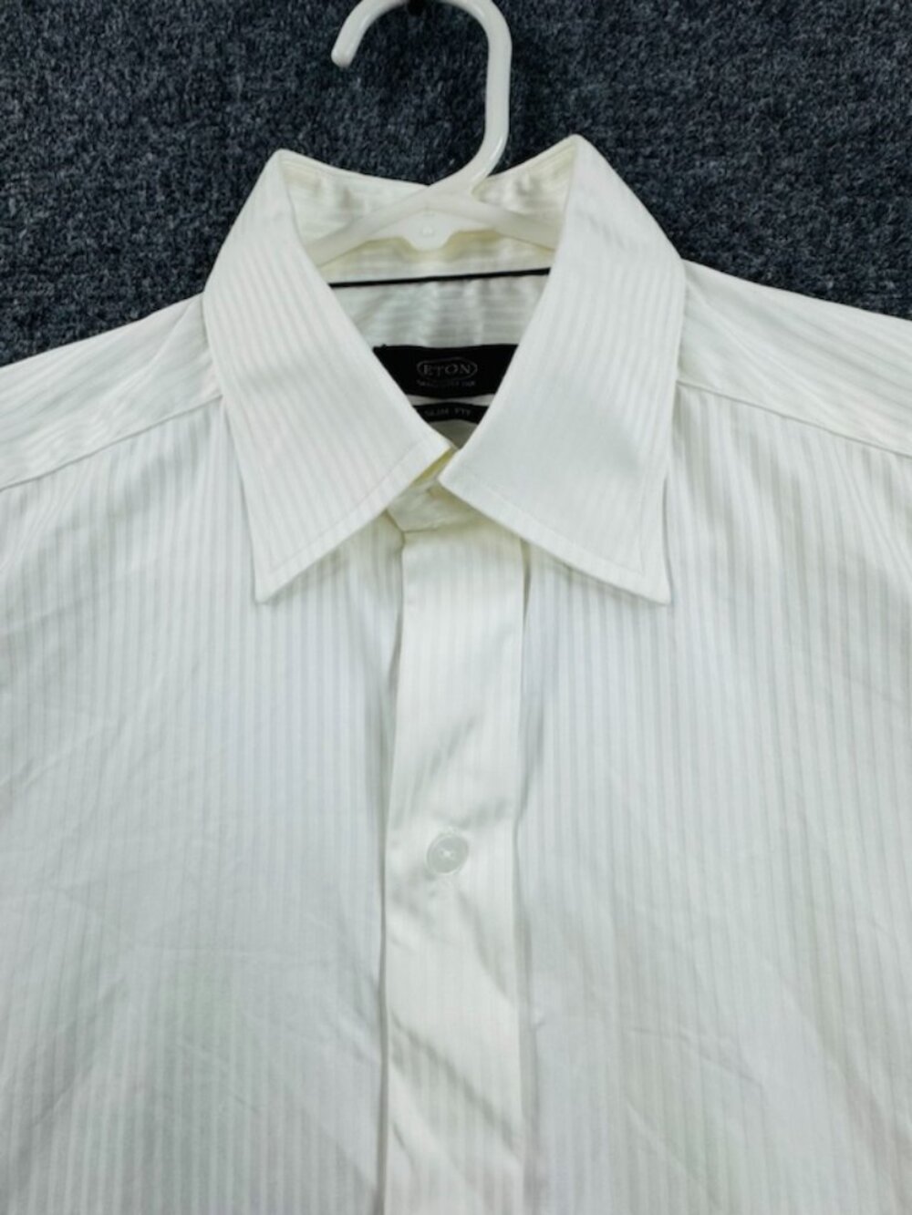 Eton Formal French Cuff Mens White Slim 15 Striped Cotton Office Shirt Tuxedo